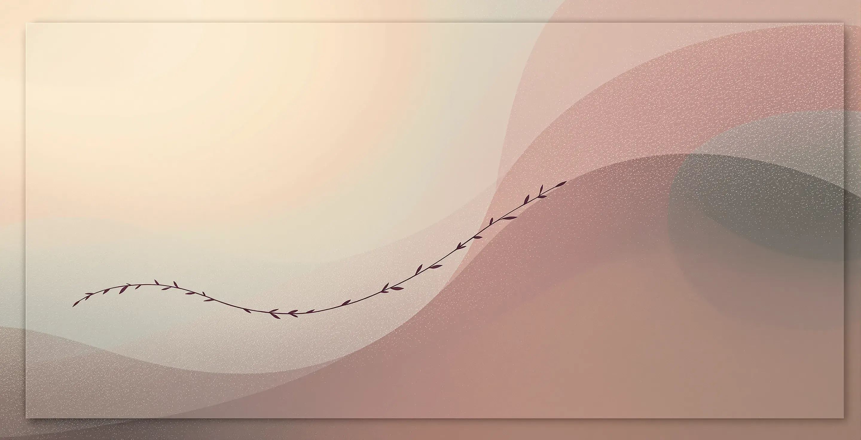 Warm cream gradient with a single arcing botanical vine line