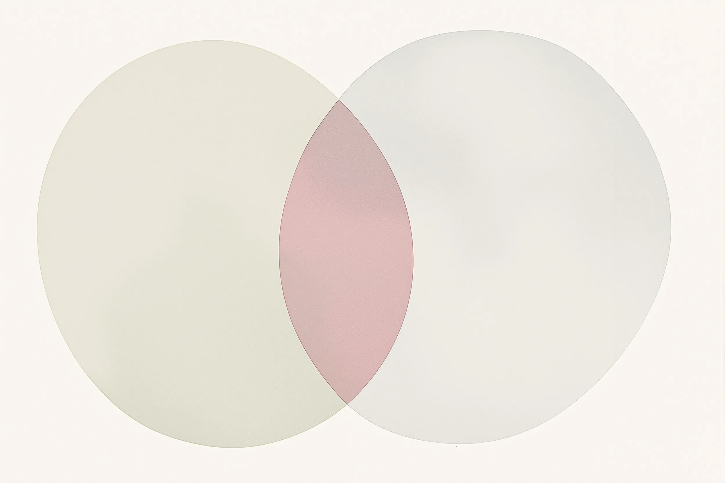 Two overlapping organic seed-pod shapes in muted sage and plum watercolor